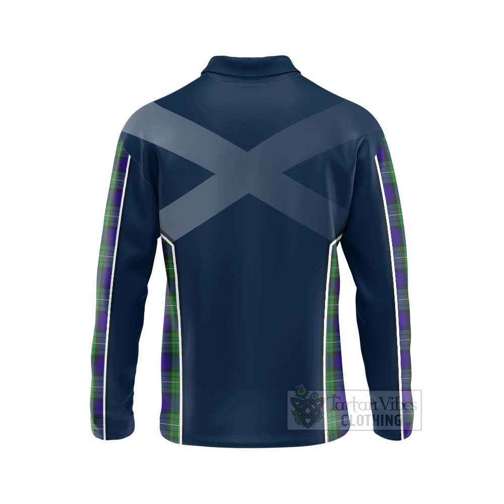 Tartan Vibes Clothing Alexander Tartan Long Sleeve Polo Shirt with Family Crest and Scottish Thistle Vibes Sport Style