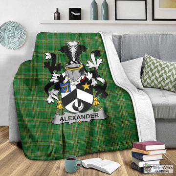 Tartan Vibes Clothing Alexander Irish Clan Tartan Blanket with Coat of Arms