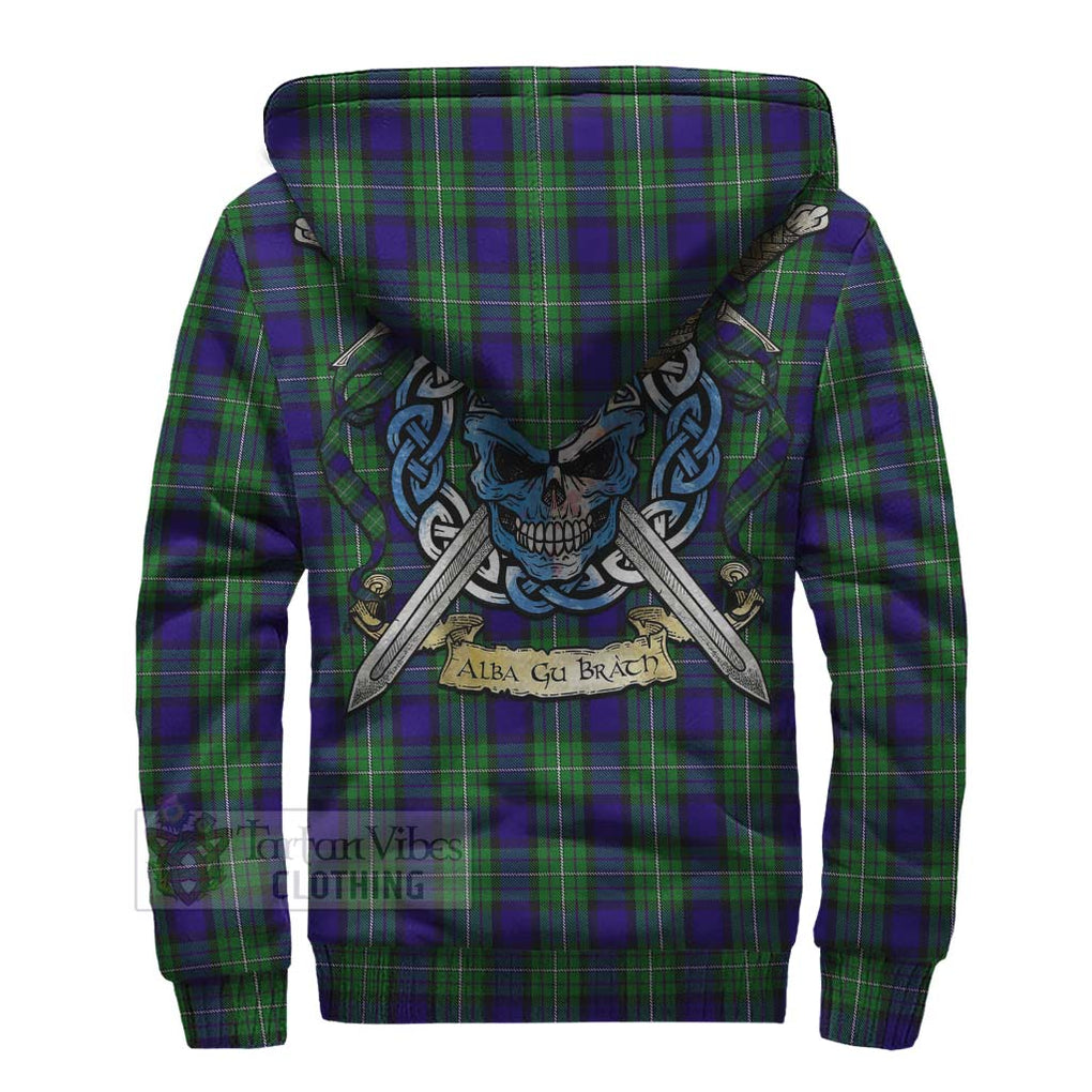 Tartan Vibes Clothing Alexander Tartan Sherpa Hoodie with Family Crest Celtic Skull Style