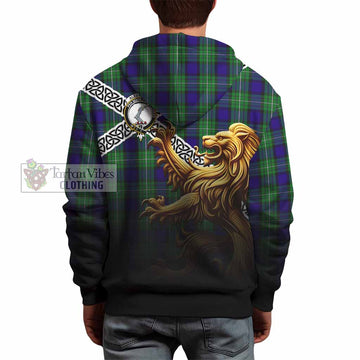 Tartan Vibes Clothing Alexander Crest Tartan Hoodie with Golden Lion Emblem Celtic Style