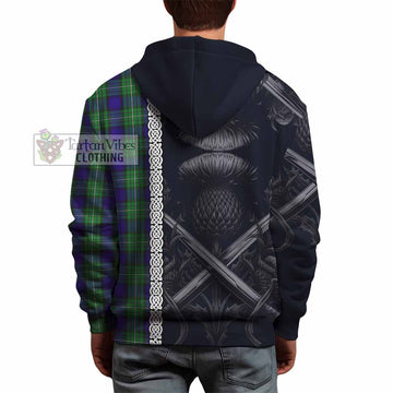 Tartan Vibes Clothing Alexander Tartan Hoodie with Family Crest Cross Sword Thistle Celtic Vibes