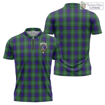 Tartan Vibes Clothing Alexander Tartan Zipper Polo Shirt with Family Crest