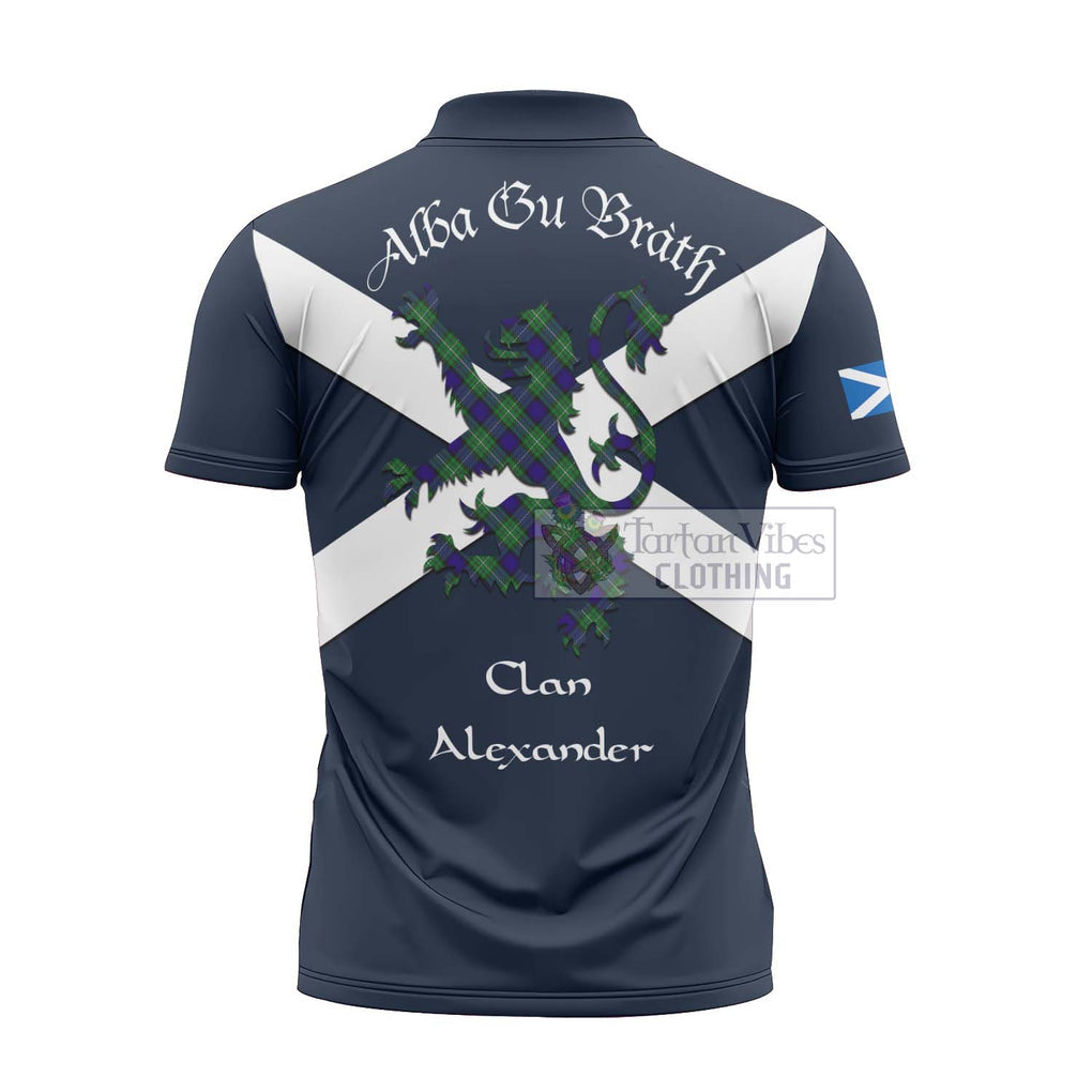 Tartan Vibes Clothing Alexander Tartan Lion Rampant Zipper Polo Shirt – Proudly Display Your Heritage with Alba Gu Brath and Clan Name