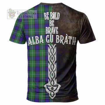 Tartan Vibes Clothing Alexander Tartan Family Crest T-Shirt Alba Gu Brath Be Brave Lion Ancient Style