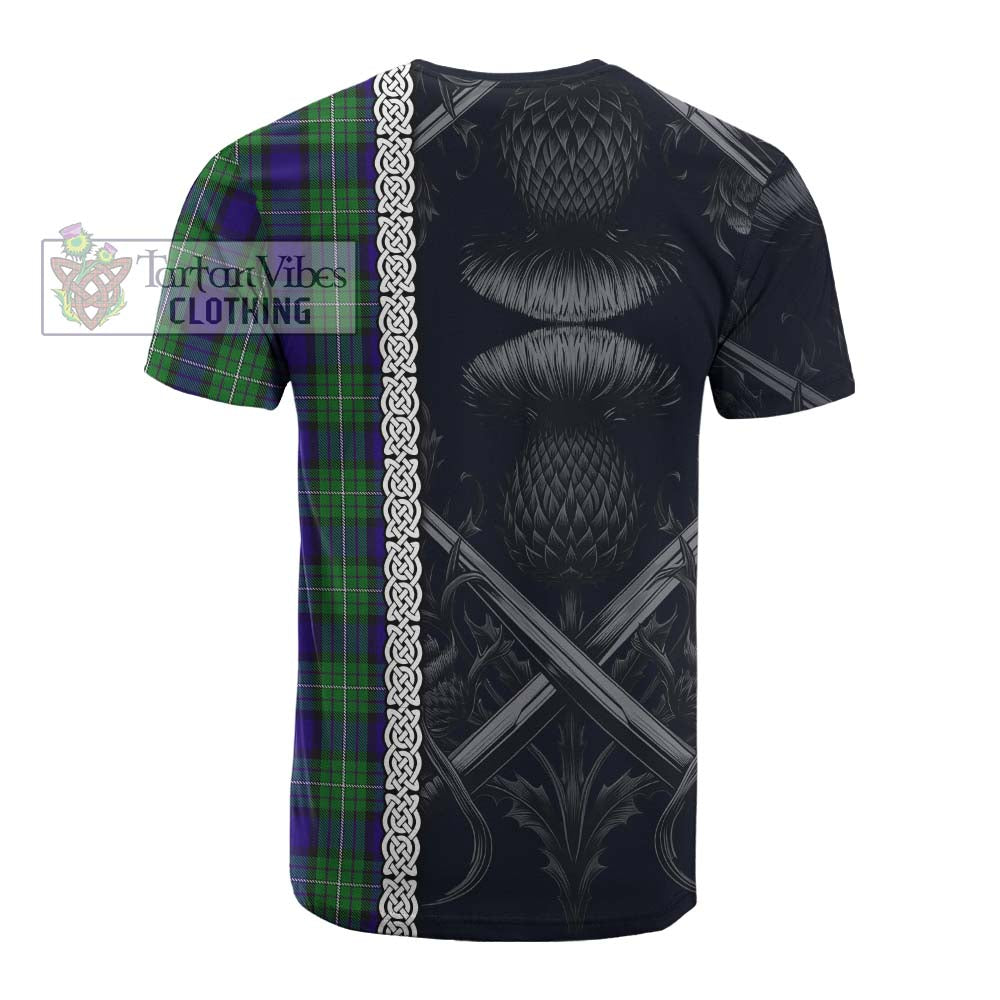 Tartan Vibes Clothing Alexander Tartan Cotton T-shirt with Family Crest Cross Sword Thistle Celtic Vibes