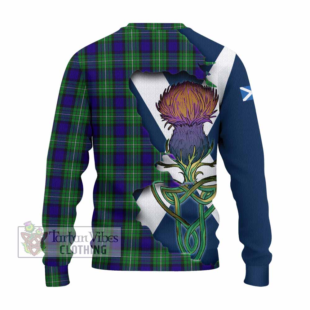 Tartan Vibes Clothing Alexander Tartan Family Crest Knitted Sweater Scottish Thistle Celtic Inspired
