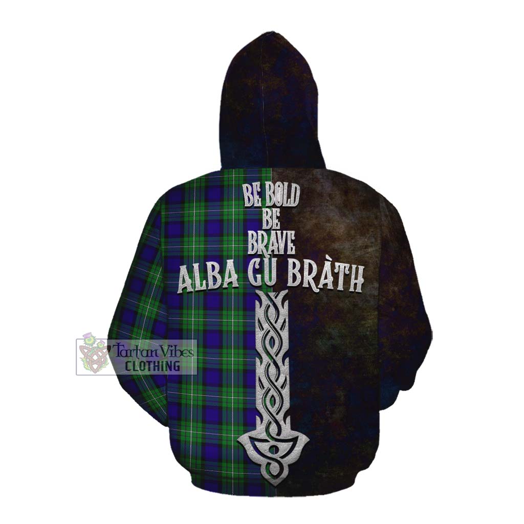 Tartan Vibes Clothing Alexander Tartan Family Crest Cotton Hoodie Alba Gu Brath Be Brave Lion Ancient Style