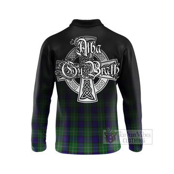 Tartan Vibes Clothing Alexander Tartan Long Sleeve Polo Shirt Featuring Alba Gu Brath Family Crest Celtic Inspired