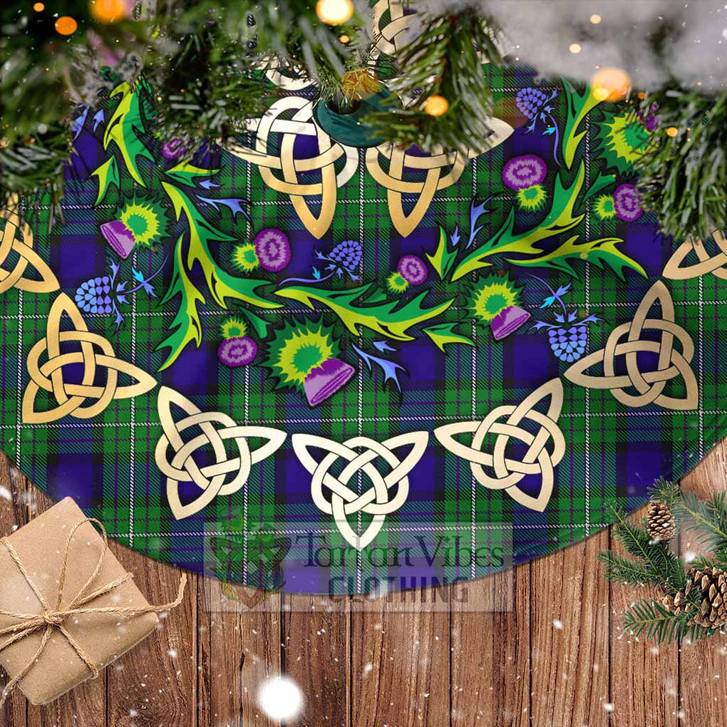 Tartan Vibes Clothing Alexander Tartan Christmas Tree Skirt with Thistle Celtic Knot Style