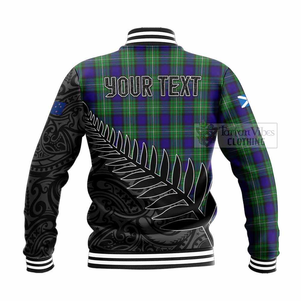 Tartan Vibes Clothing Alexander Crest Tartan Baseball Jacket with New Zealand Silver Fern Half Style