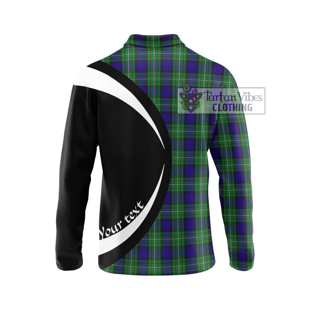 Alexander Tartan Long Sleeve Polo Shirt with Family Crest Circle Style - Tartan Vibes Clothing
