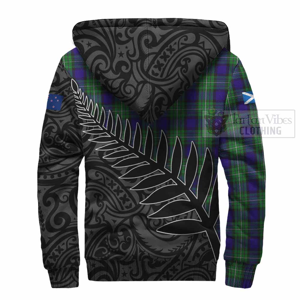Tartan Vibes Clothing Alexander Crest Tartan Sherpa Hoodie with New Zealand Silver Fern Half Style