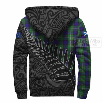 Tartan Vibes Clothing Alexander Crest Tartan Sherpa Hoodie with New Zealand Silver Fern Half Style