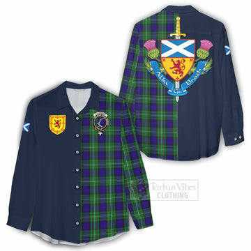 Tartan Vibes Clothing Alexander Tartan Women's Casual Shirt Alba with Scottish Lion Royal Arm Half Style