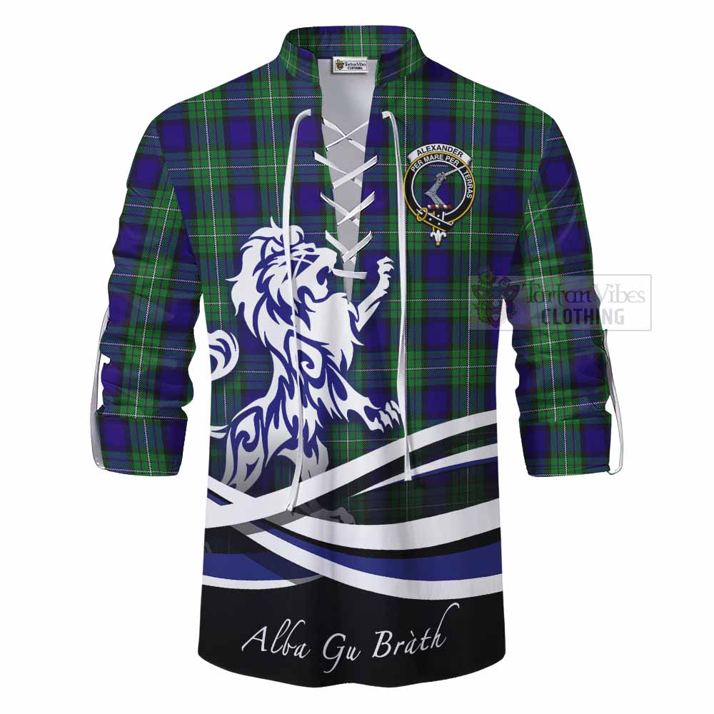 Tartan Vibes Clothing Alexander Tartan Ghillie Kilt Shirt with Alba Gu Brath Regal Lion Emblem