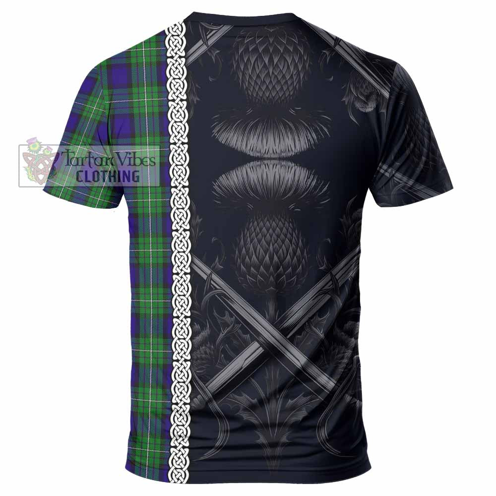 Tartan Vibes Clothing Alexander Tartan T-Shirt with Family Crest Cross Sword Thistle Celtic Vibes