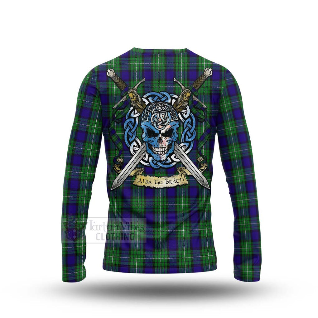 Tartan Vibes Clothing Alexander Tartan Long Sleeve T-Shirt with Family Crest Celtic Skull Style