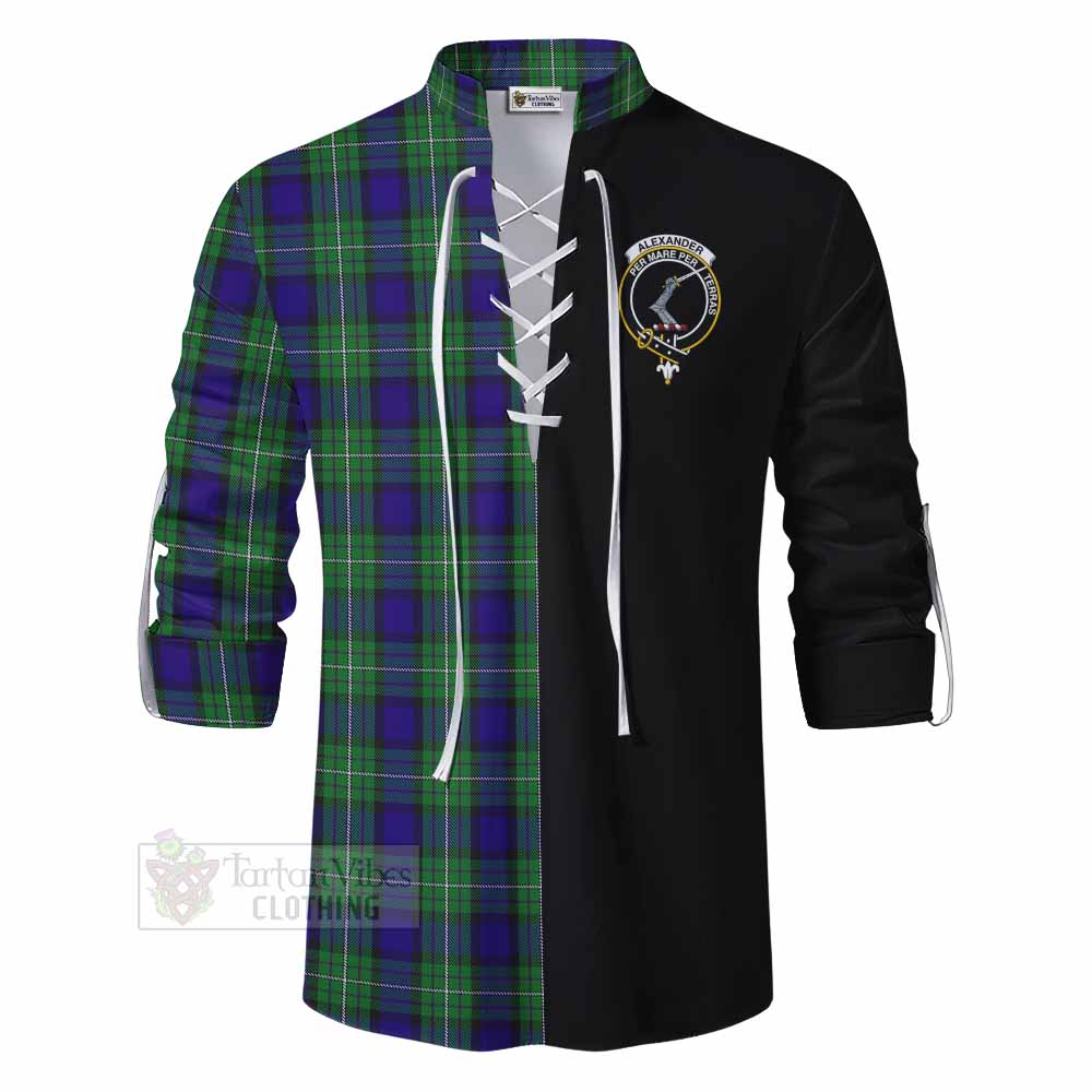 Tartan Vibes Clothing Alexander Tartan Ghillie Kilt Shirt with Family Crest and Half Of Me Style