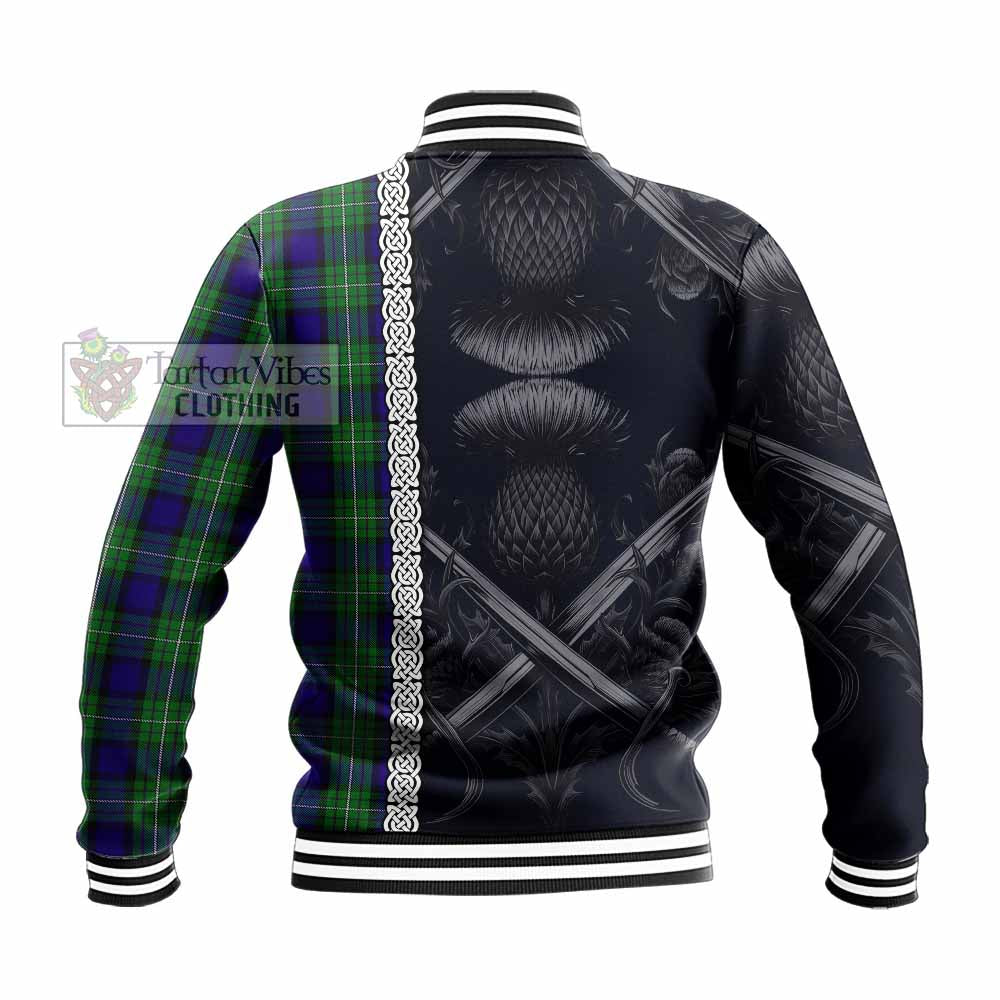 Tartan Vibes Clothing Alexander Tartan Baseball Jacket with Family Crest Cross Sword Thistle Celtic Vibes
