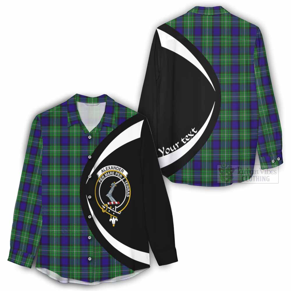 Tartan Vibes Clothing Alexander Tartan Women's Casual Shirt with Family Crest Circle Style