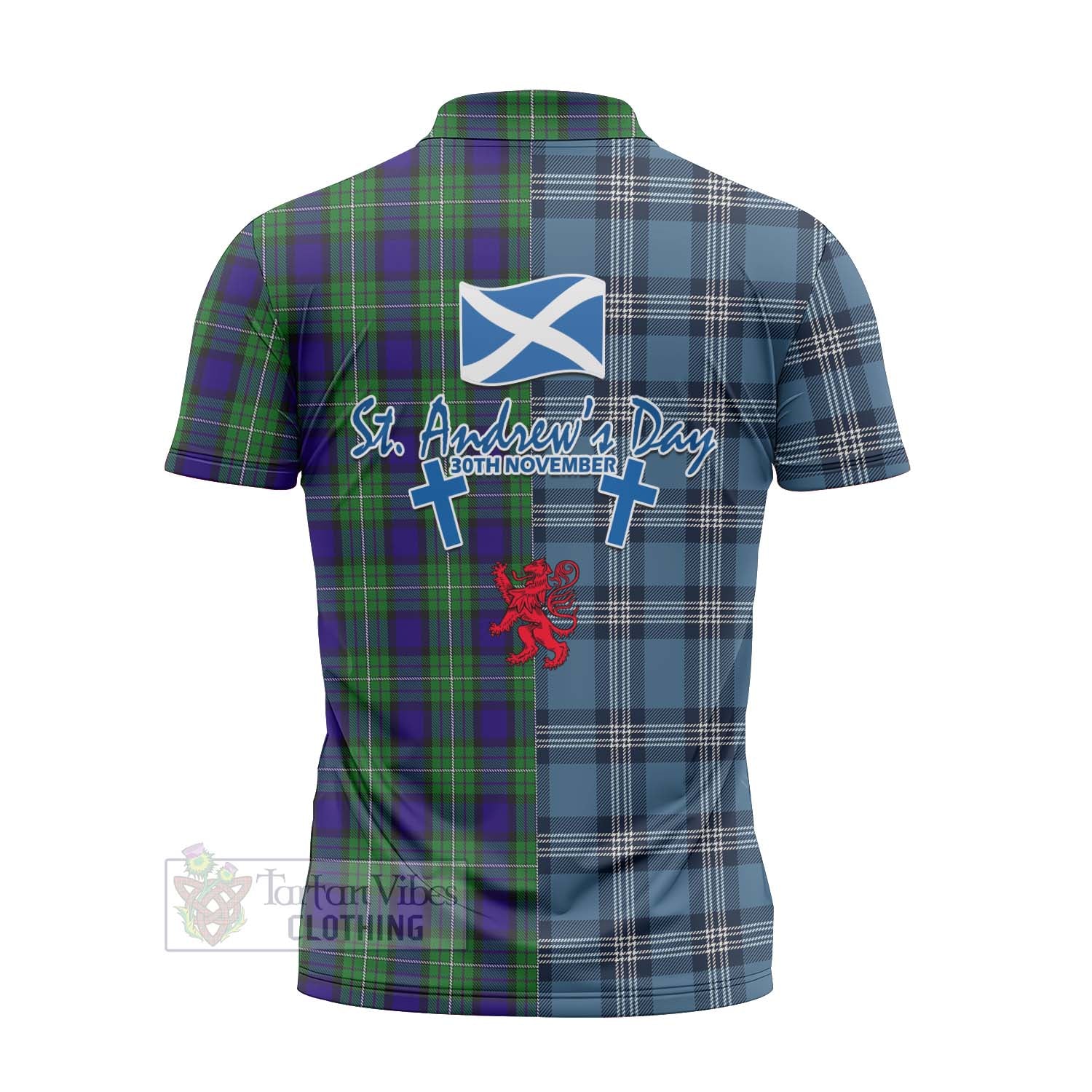 Tartan Vibes Clothing Alexander Tartan Zipper Polo Shirt Happy St. Andrew's Day Half Tartan Style