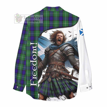 Tartan Vibes Clothing Alexander Crest Tartan Women's Casual Shirt Inspired by the Freedom of Scottish Warrior