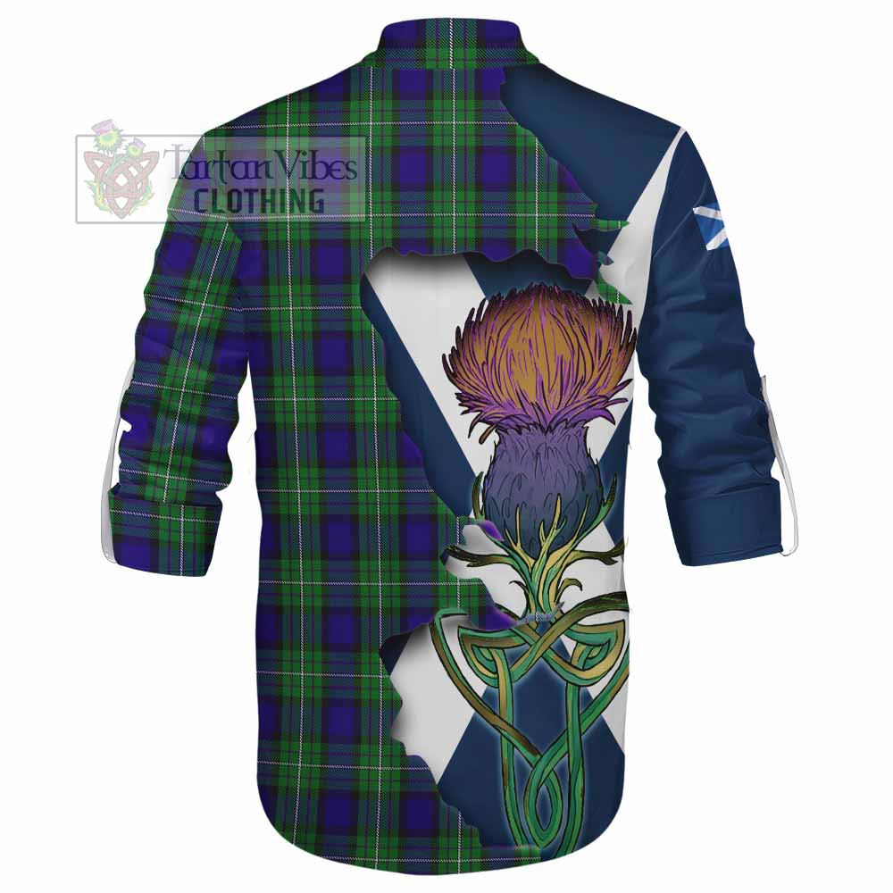 Tartan Vibes Clothing Alexander Tartan Family Crest Ghillie Kilt Shirt Scottish Thistle Celtic Inspired