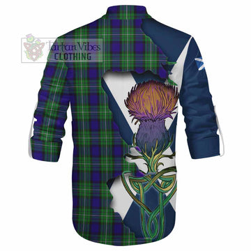 Tartan Vibes Clothing Alexander Tartan Family Crest Ghillie Kilt Shirt Scottish Thistle Celtic Inspired