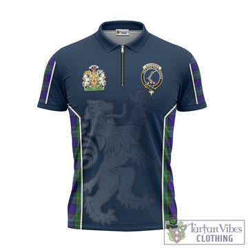 Tartan Vibes Clothing Alexander Tartan Zipper Polo Shirt with Family Crest and Lion Rampant Vibes Sport Style