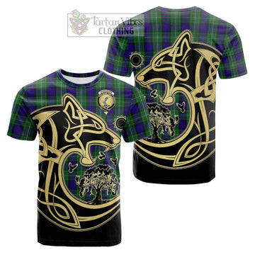 Tartan Vibes Clothing Alexander Tartan Cotton T-shirt with Family Crest Celtic Wolf Style