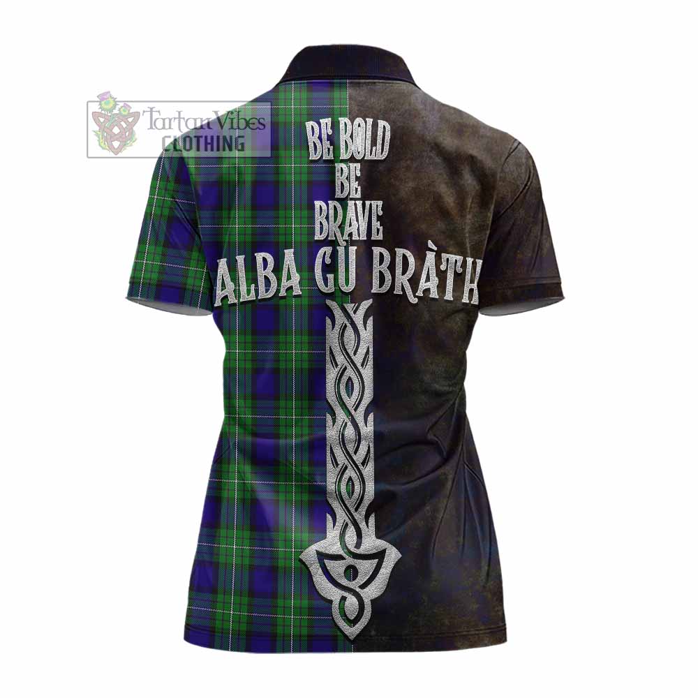 Tartan Vibes Clothing Alexander Tartan Family Crest Women's Polo Shirt Alba Gu Brath Be Brave Lion Ancient Style