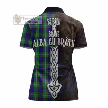 Tartan Vibes Clothing Alexander Tartan Family Crest Women's Polo Shirt Alba Gu Brath Be Brave Lion Ancient Style