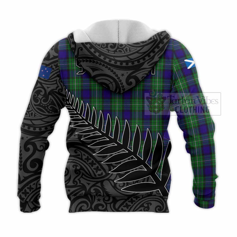Tartan Vibes Clothing Alexander Crest Tartan Knitted Hoodie with New Zealand Silver Fern Half Style