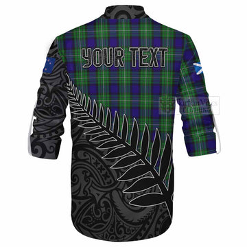 Tartan Vibes Clothing Alexander Crest Tartan Ghillie Kilt Shirt with New Zealand Silver Fern Half Style