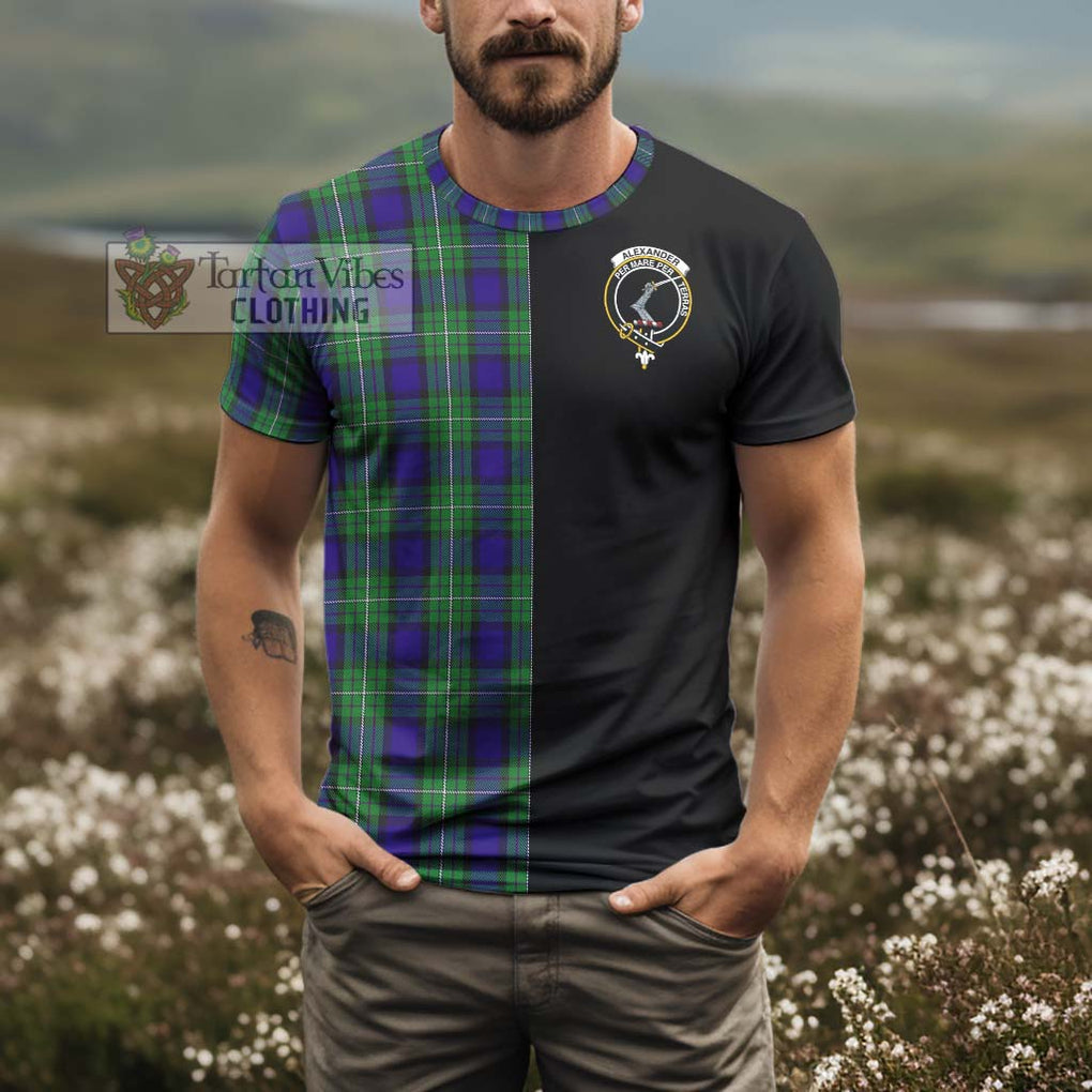 Alexander Tartan T-Shirt with Family Crest and Half Of Me Style - Tartanvibesclothing Shop