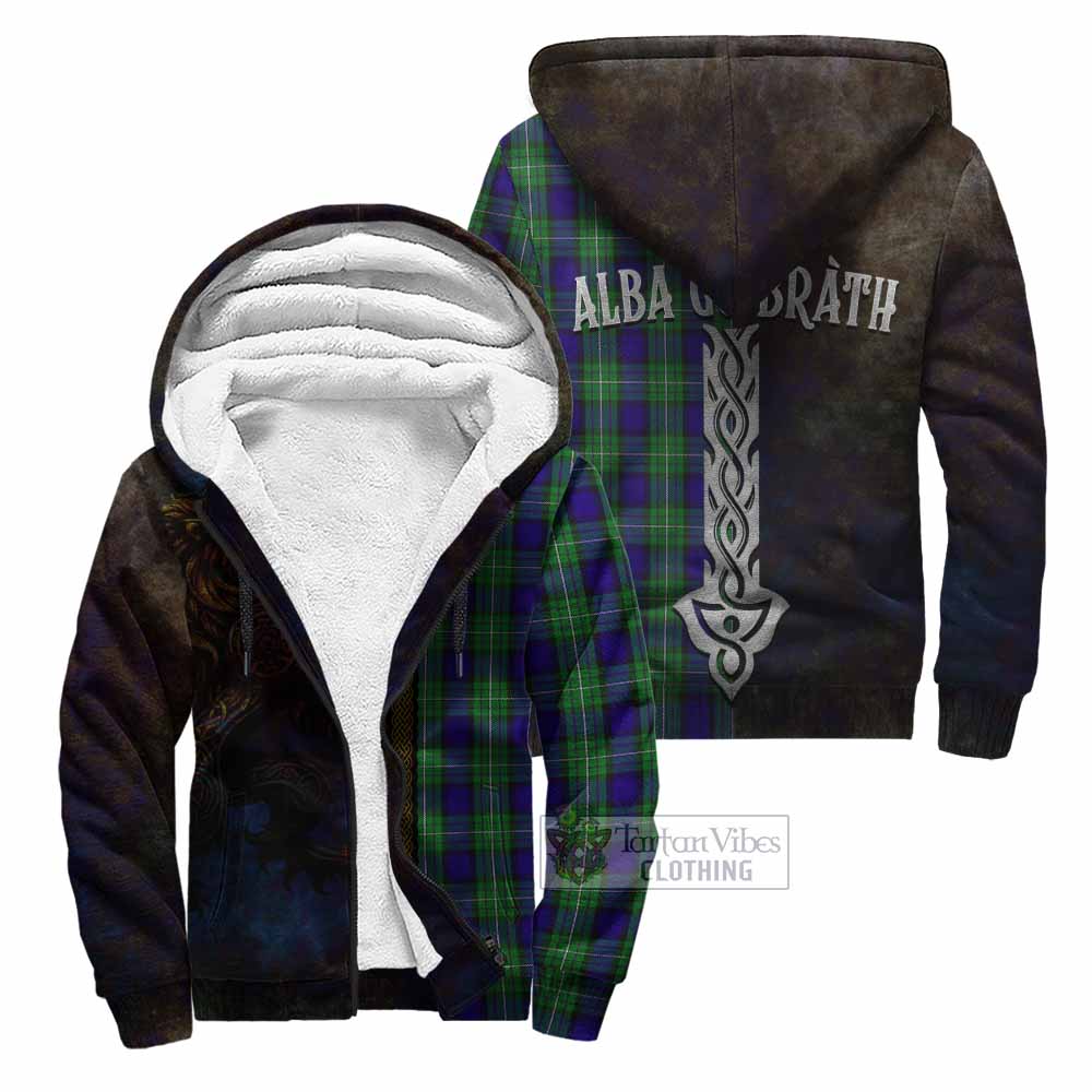 Tartan Vibes Clothing Alexander Tartan Family Crest Sherpa Hoodie Alba Gu Brath Be Brave Lion Ancient Style