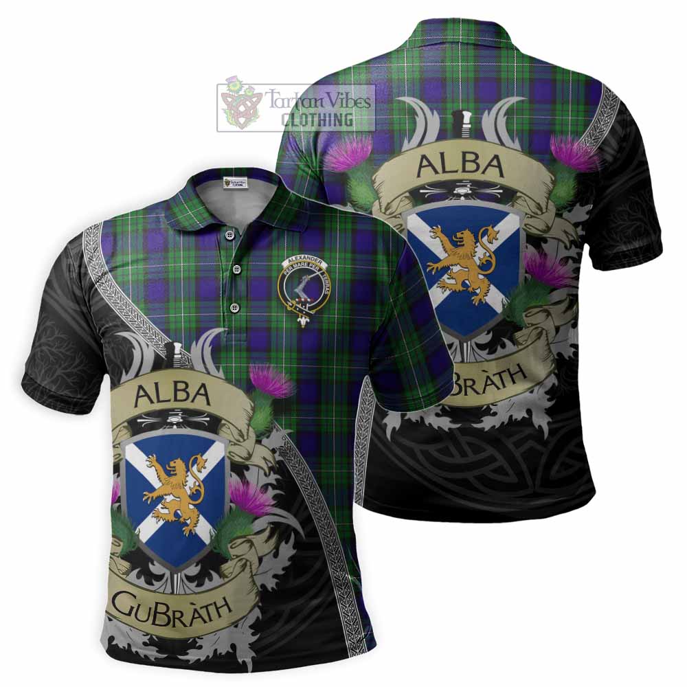 Tartan Vibes Clothing Alexander Tartan Family Crest Polo Shirt Lion Rampant Royal Thistle Shield Celtic Inspired