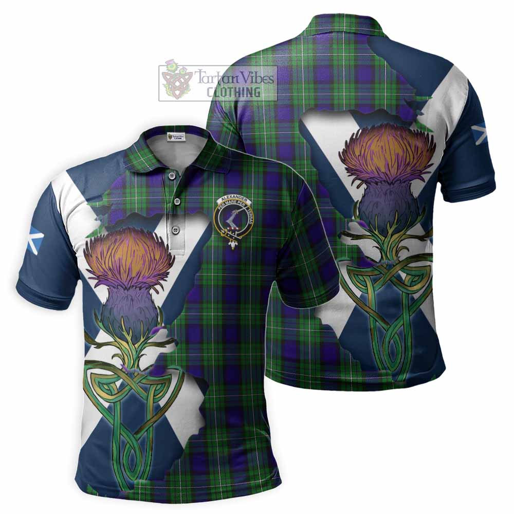 Tartan Vibes Clothing Alexander Tartan Family Crest Polo Shirt Scottish Thistle Celtic Inspired