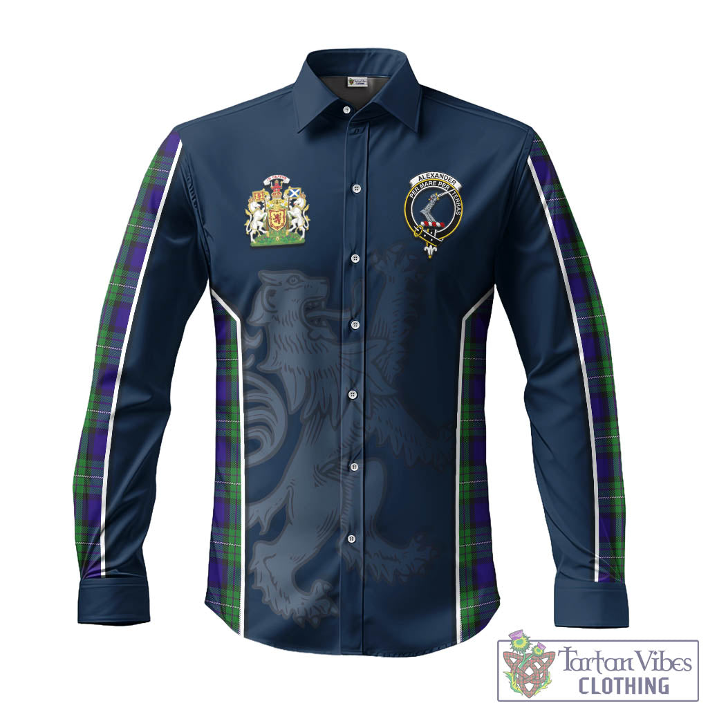 Tartan Vibes Clothing Alexander Tartan Long Sleeve Button Up Shirt with Family Crest and Lion Rampant Vibes Sport Style