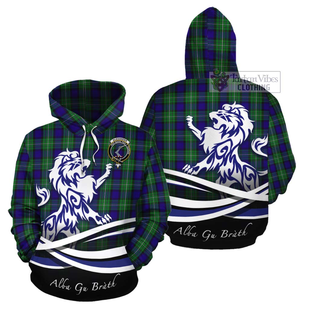 Tartan Vibes Clothing Alexander Tartan Cotton Hoodie with Alba Gu Brath Regal Lion Emblem