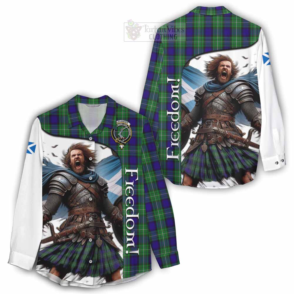 Tartan Vibes Clothing Alexander Crest Tartan Women's Casual Shirt Inspired by the Freedom of Scottish Warrior