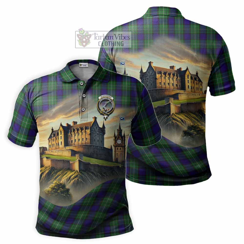 Tartan Vibes Clothing Alexander Tartan Family Crest Polo Shirt with Scottish Ancient Castle Stype