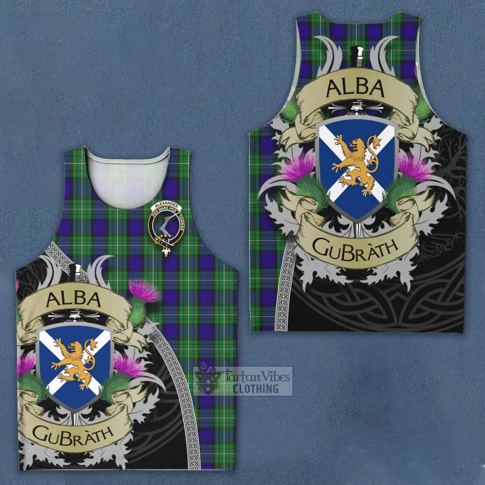 Tartan Vibes Clothing Alexander Tartan Family Crest Men's Tank Top Lion Rampant Royal Thistle Shield Celtic Inspired