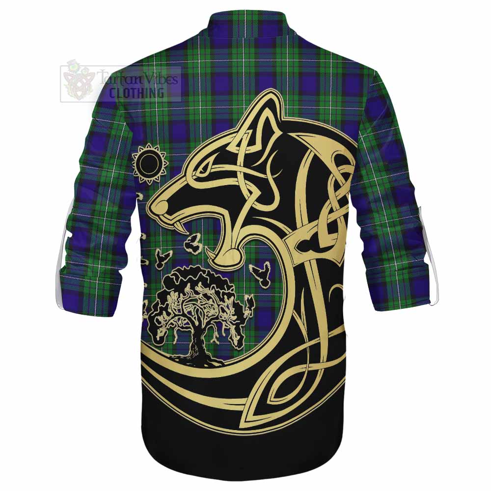 Tartan Vibes Clothing Alexander Tartan Ghillie Kilt Shirt with Family Crest Celtic Wolf Style