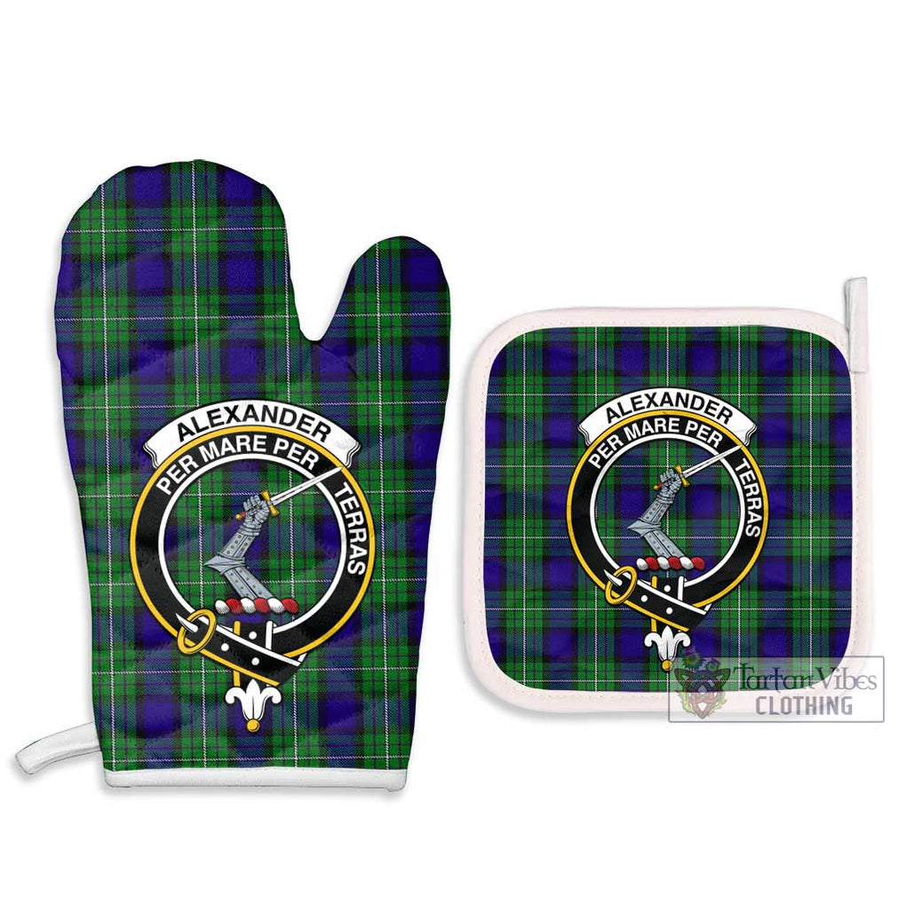 Alexander Tartan Combo Oven Mitt & Pot-Holder with Family Crest Combo 1 Oven Mitt & 2 Pot-Holder White - Tartan Vibes Clothing