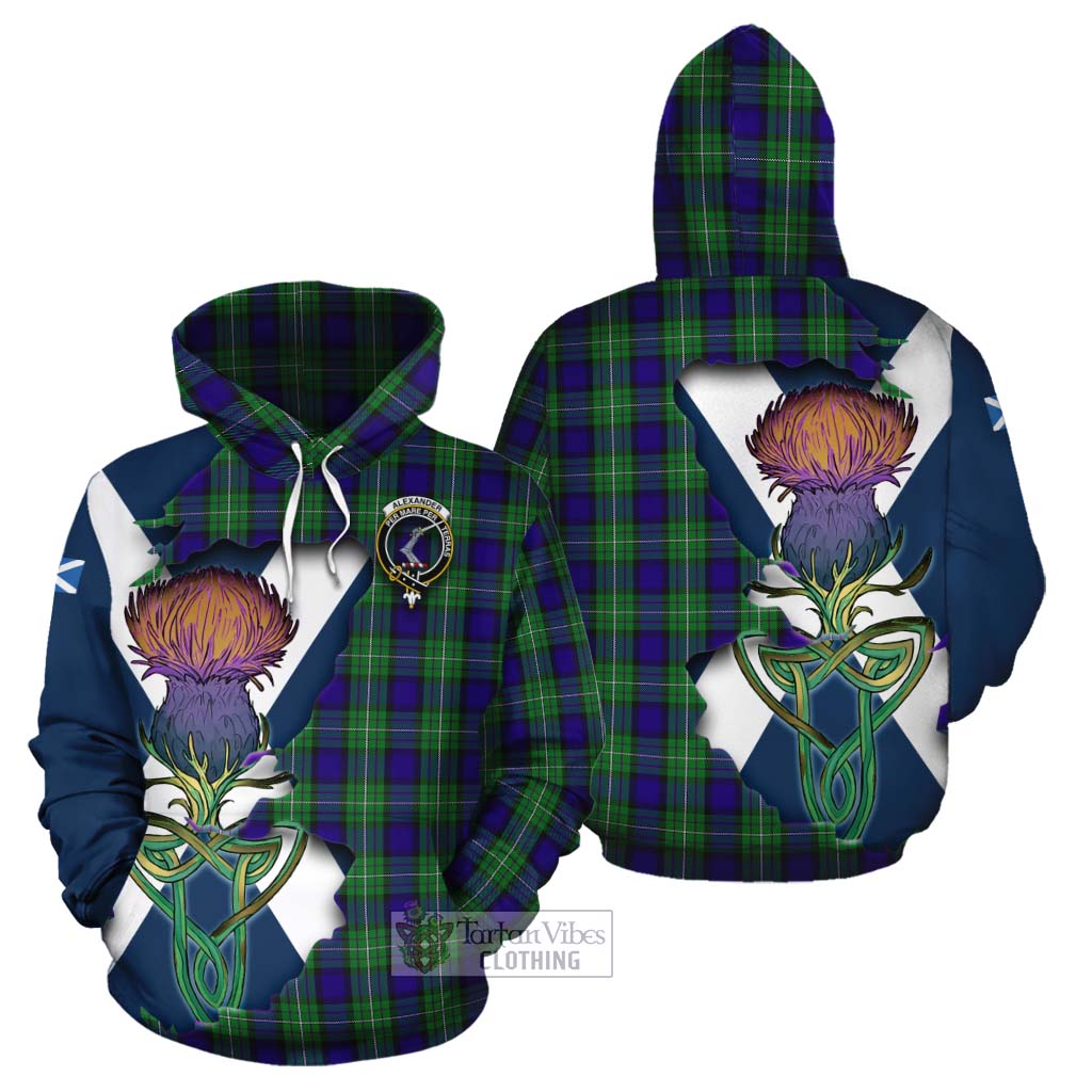 Tartan Vibes Clothing Alexander Tartan Family Crest Cotton Hoodie Scottish Thistle Celtic Inspired