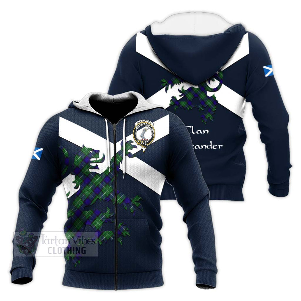 Tartan Vibes Clothing Alexander Tartan Lion Rampant Knitted Hoodie – Proudly Display Your Heritage with Alba Gu Brath and Clan Name