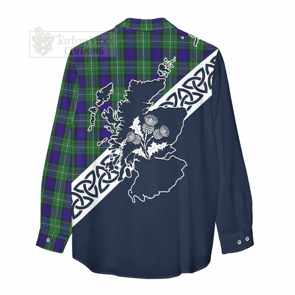 Tartan Vibes Clothing Alexander Tartan Women's Casual Shirt Featuring Thistle and Scotland Map