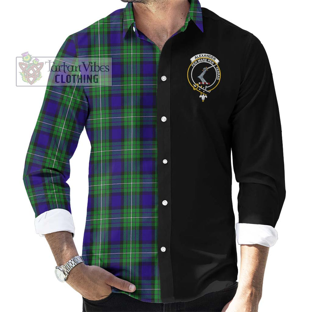 Alexander Tartan Long Sleeve Button Shirt with Family Crest and Half Of Me Style - Tartanvibesclothing Shop