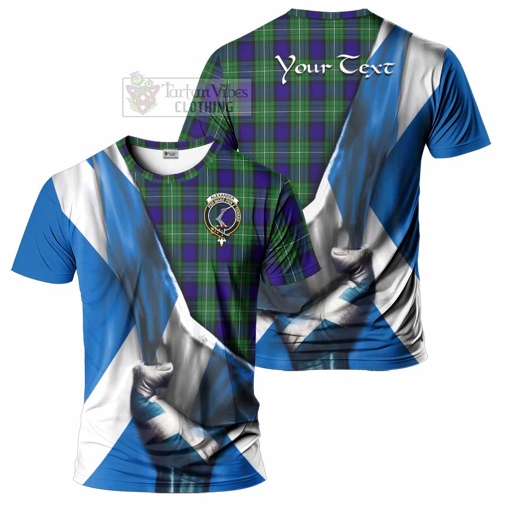 Tartan Vibes Clothing Alexander Tartan T-Shirt with Family Crest Scotland Patriotic Style